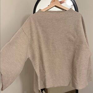 Eileen Fisher Boiled Wool funnel neck oatmeal box tunic